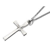 Silver Radiating Cross And Chain - F3798