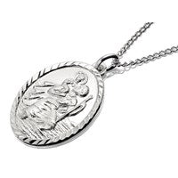 Silver Oval St. Christopher And Chain - 20mm - F4542