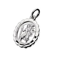 Silver Oval Open St. Christopher Pendant - 17mm - F4718