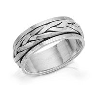 Silver Plaited Revolving Band Ring - 8mm - F4815-S