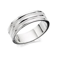 Silver Rope Band Ring - 7mm - F4827-X