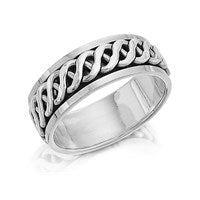 Silver Celtic Revolving Band Ring - 8mm - F4833-Z