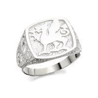 Silver Welsh Dragon Signet Ring - F4990-U