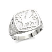 Silver Welsh Dragon Signet Ring - F4990-S