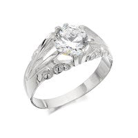 Silver Cubic Zirconia Signet Ring - F5126-W