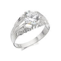 Silver Cubic Zirconia Signet Ring - F5126-Y