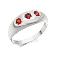 Silver Trilogy Garnet Signet Ring - F5176-S