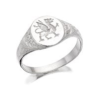 Silver Welsh Dragon Signet Ring - F5467-O
