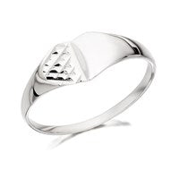 Silver Heart Signet Ring - F5470-J