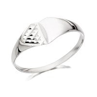 Silver Heart Signet Ring - F5470-I