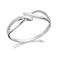 Silver Double Strand Crossover Ring - F5471-Q