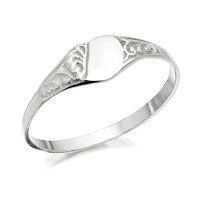 Silver Heart Signet Ring - F5554-G