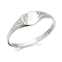 Silver Heart Signet Ring - F5554-I