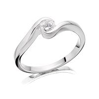 Silver Cubic Zirconia Crossover Ring - F5962-L