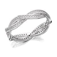 Silver Cubic Zirconia Plait Ring - 5mm - F6019-K