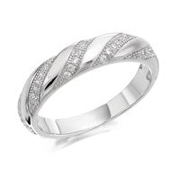 Silver Cubic Zirconia Striped Band Ring - F6022-Q