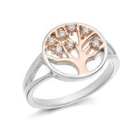 Silver Two Tone Cubic Zirconia F.Hinds Tree Of Life Ring - F6025-M