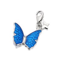 Tingle SCH208 Silver Enamel Blue Butterfly Charm - F8047