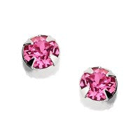 Silver Pink Crystal Andralok Earrings - 3mm - F9913