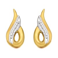 9ct Gold Two Colour Loop Stud Earrings - 10mm - G0120