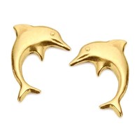 9ct Gold Mini Dolphin Stud Earrings - 10mm - G0148
