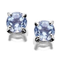 9ct White Gold Blue Topaz Solitaire Earrings - 3mm - G0273