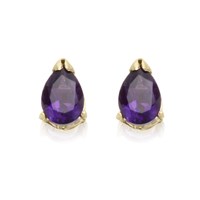 9ct Gold Amethyst Teardrop Stud Earrings - 7mm - G0416