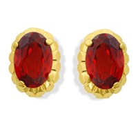 9ct Gold Garnet Earrings - 7mm - G0459