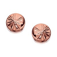 9ct Rose Gold Diamond Cut Disc Stud Earrings - 6mm - G0713