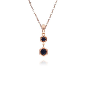 Honeycomb Inspired Sapphire Pendant Necklace in 9ct Rose Gold