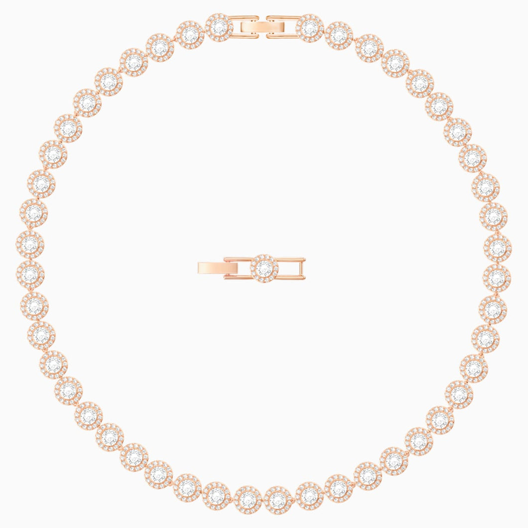 Angelic Necklace, White, Rose-gold tone plated