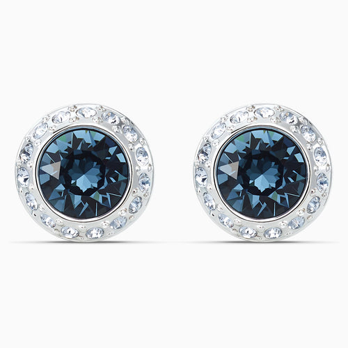 Angelic Stud Pierced Earrings, Blue, Rhodium plated