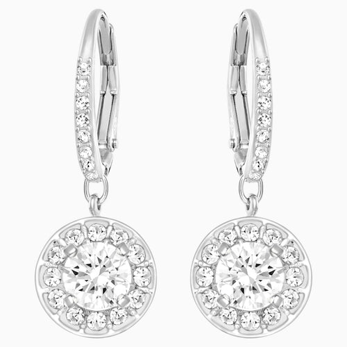 Attract Earrings, White, Rhodium plated