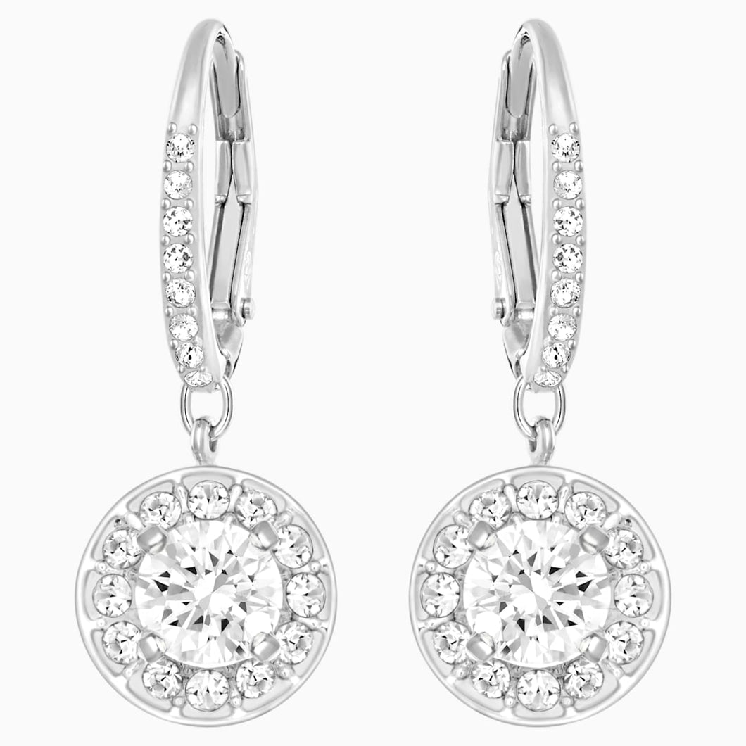 Attract Earrings, White, Rhodium plated