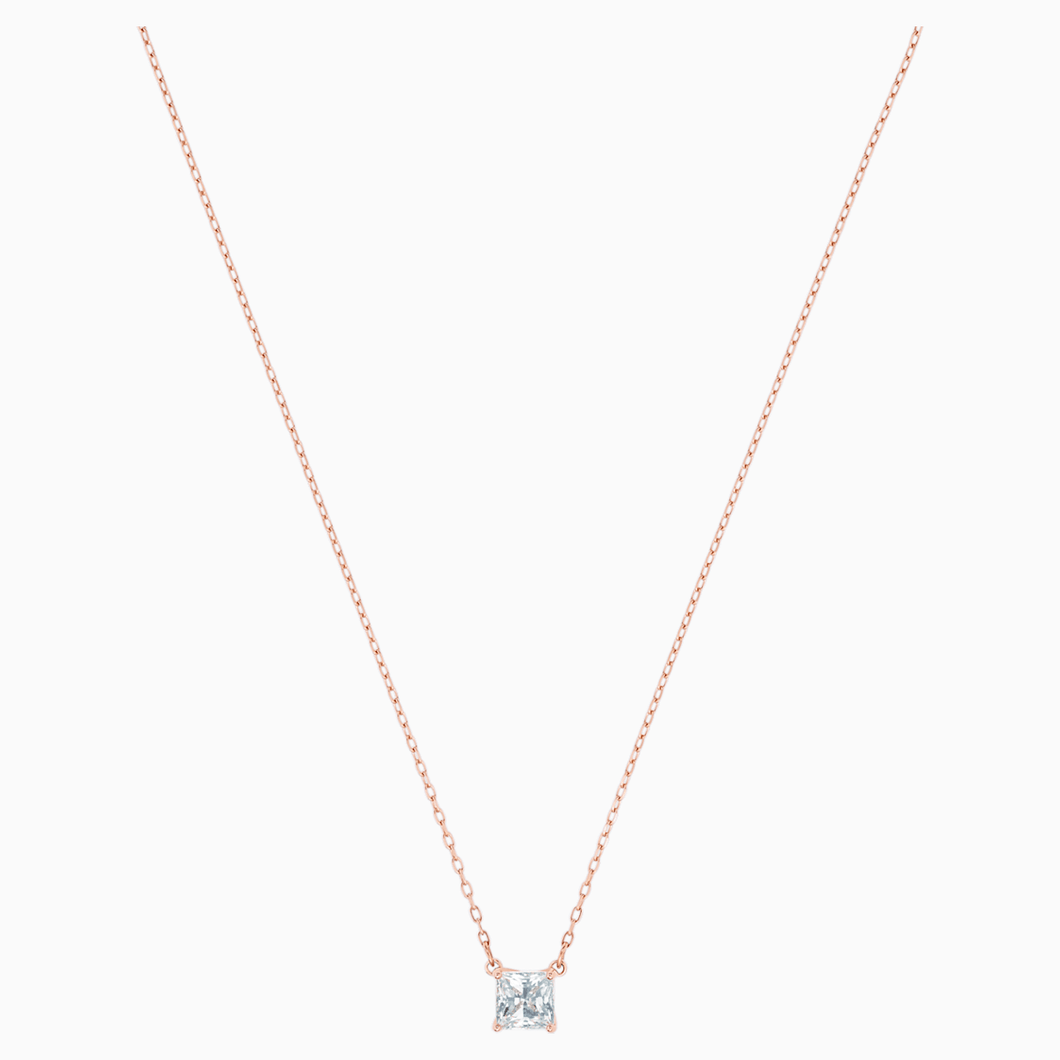 Attract Necklace, White, Rose-gold tone plated