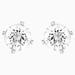 Attract Pearl Pierced Earrings, White, Rhodium plated