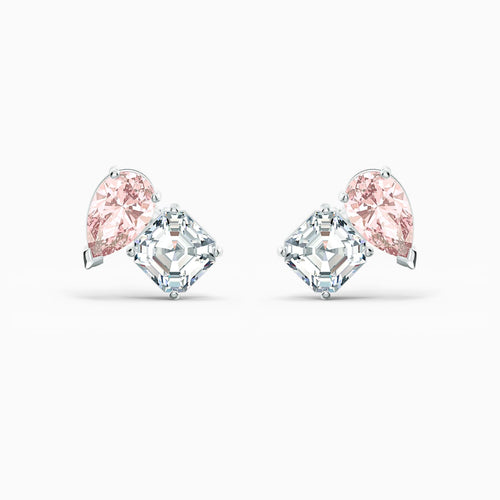 Attract Soul Pierced Earrings, Pink, Rhodium plated