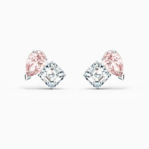 Attract Soul Pierced Earrings, Pink, Rhodium plated