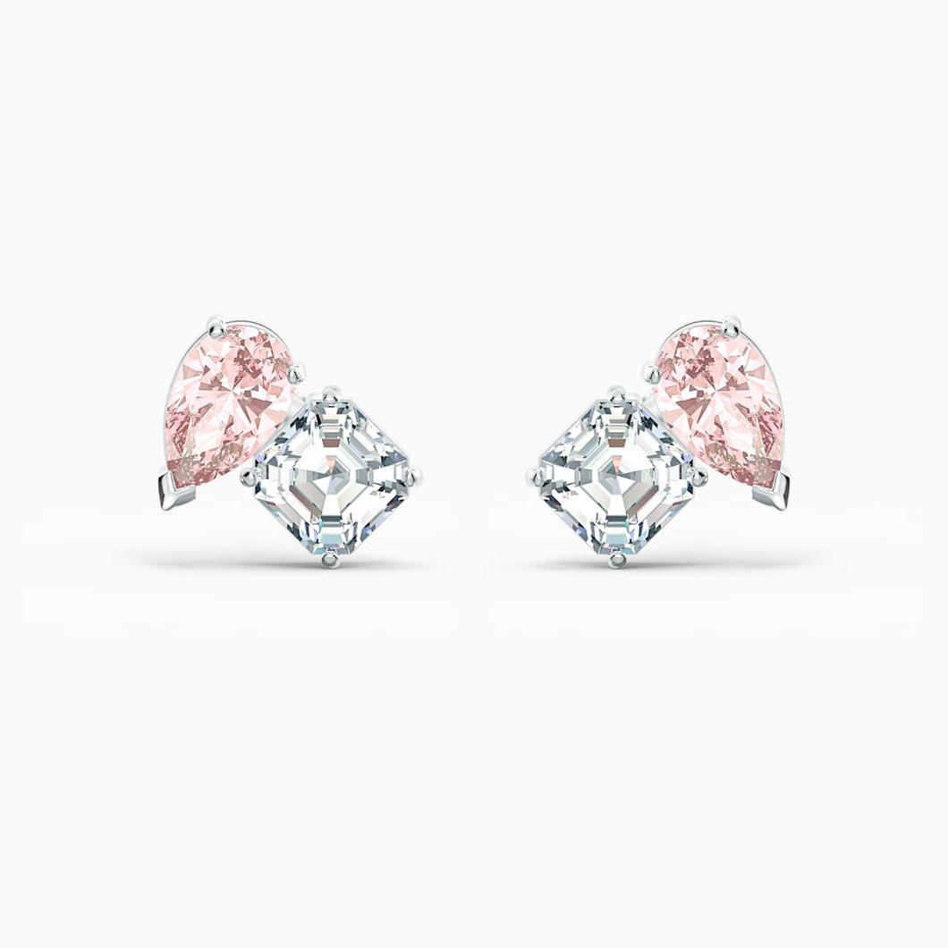 Attract Soul Pierced Earrings, Pink, Rhodium plated