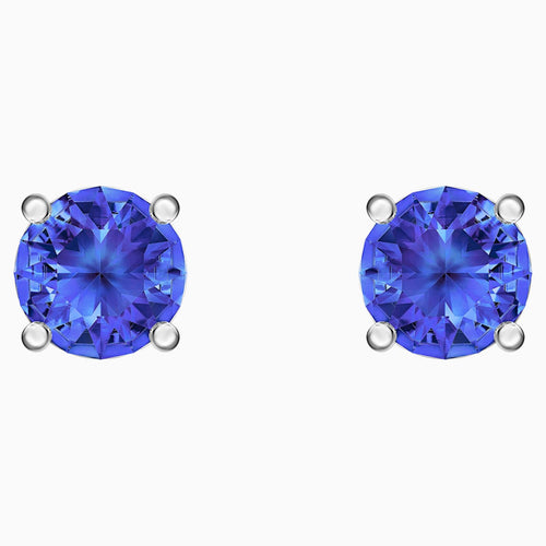 Attract Stud Pierced Earrings, Blue, Rhodium plated