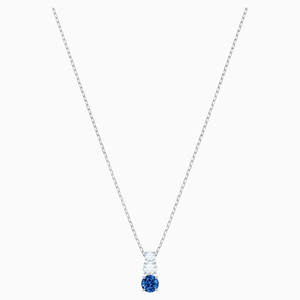 Attract Trilogy Round Pendant, Blue, Rhodium plated