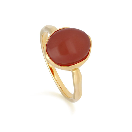 Gemondo Irregular Collection Dyed Red Jade  Ring in Gold Plated Sterling Silver