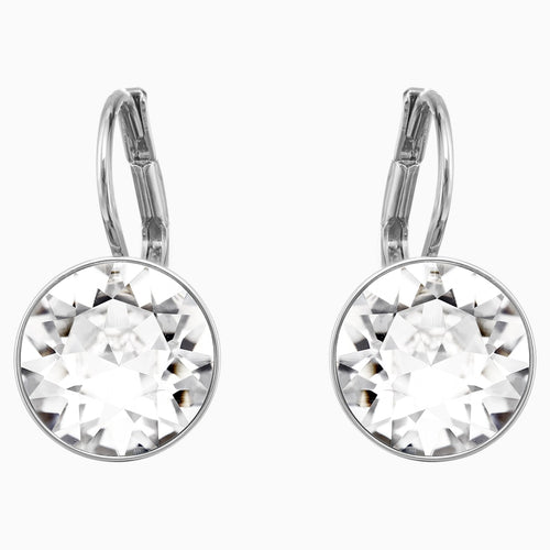 Bella Earrings, White, Rhodium plated