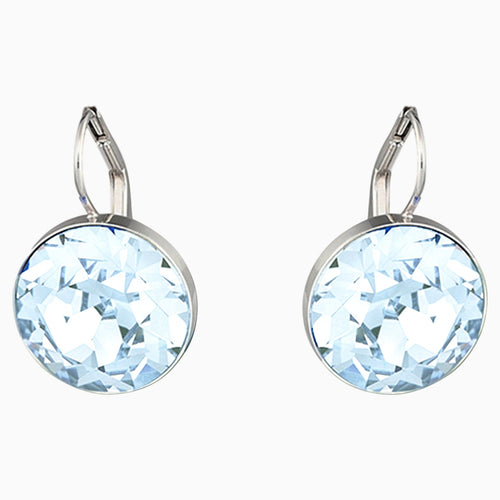 Bella Pierced Earrings, Blue, Rhodium plated