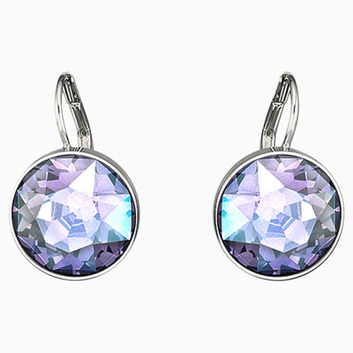 Bella Pierced Earrings, Purple, Rhodium plated