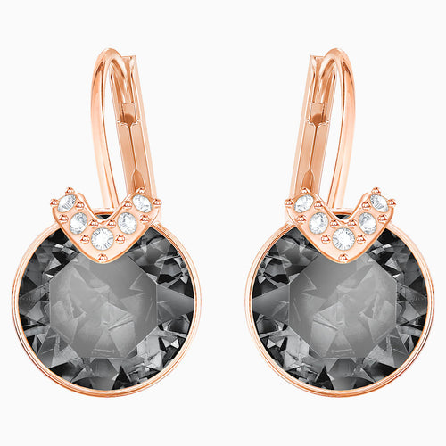 Bella V Pierced Earrings, Grey, Rose-gold tone plated