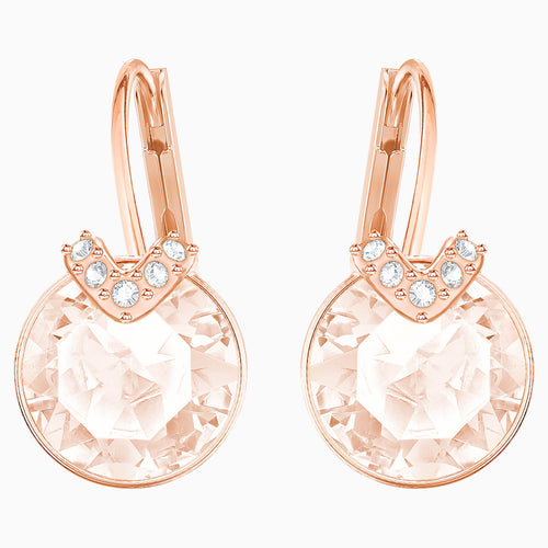 Bella V Pierced Earrings, Pink, Rose-gold tone plated