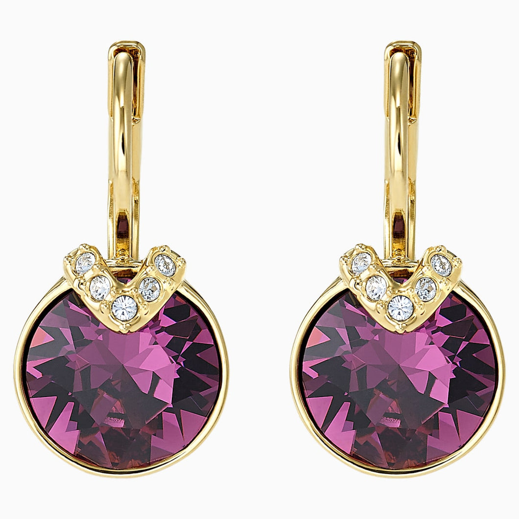 Bella V Pierced Earrings, Purple, Gold-tone plated