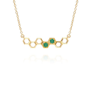 Honeycomb Inspired Emerald Link Necklace in 9ct Yellow Gold