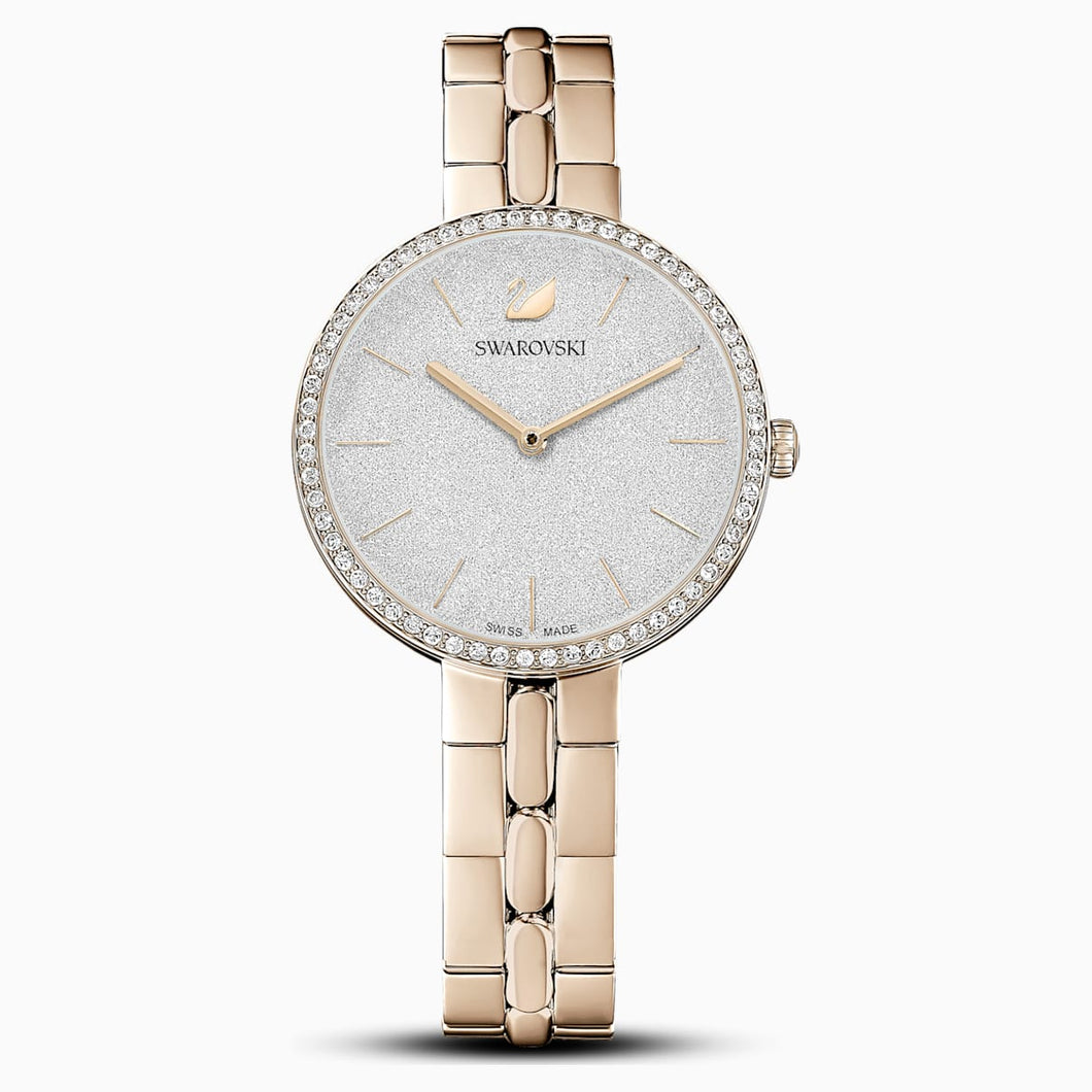 Cosmopolitan Watch, Metal bracelet, White, Champagne-gold tone PVD